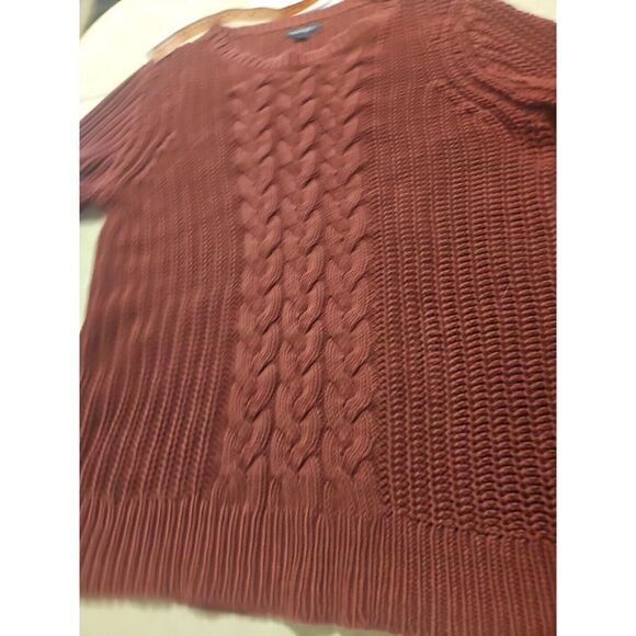 LARGE Nautica Womens Ladies Maroon Long Sleeve Cable Knit Sweater - Picture 9 of 11